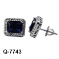 Boucle d&#39;oreille en argent sterling 925 Silver Pave Stud (Q-7743. JPG)